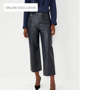 The Petite High Waist Easy Straight Crop Pant in Faux Leather